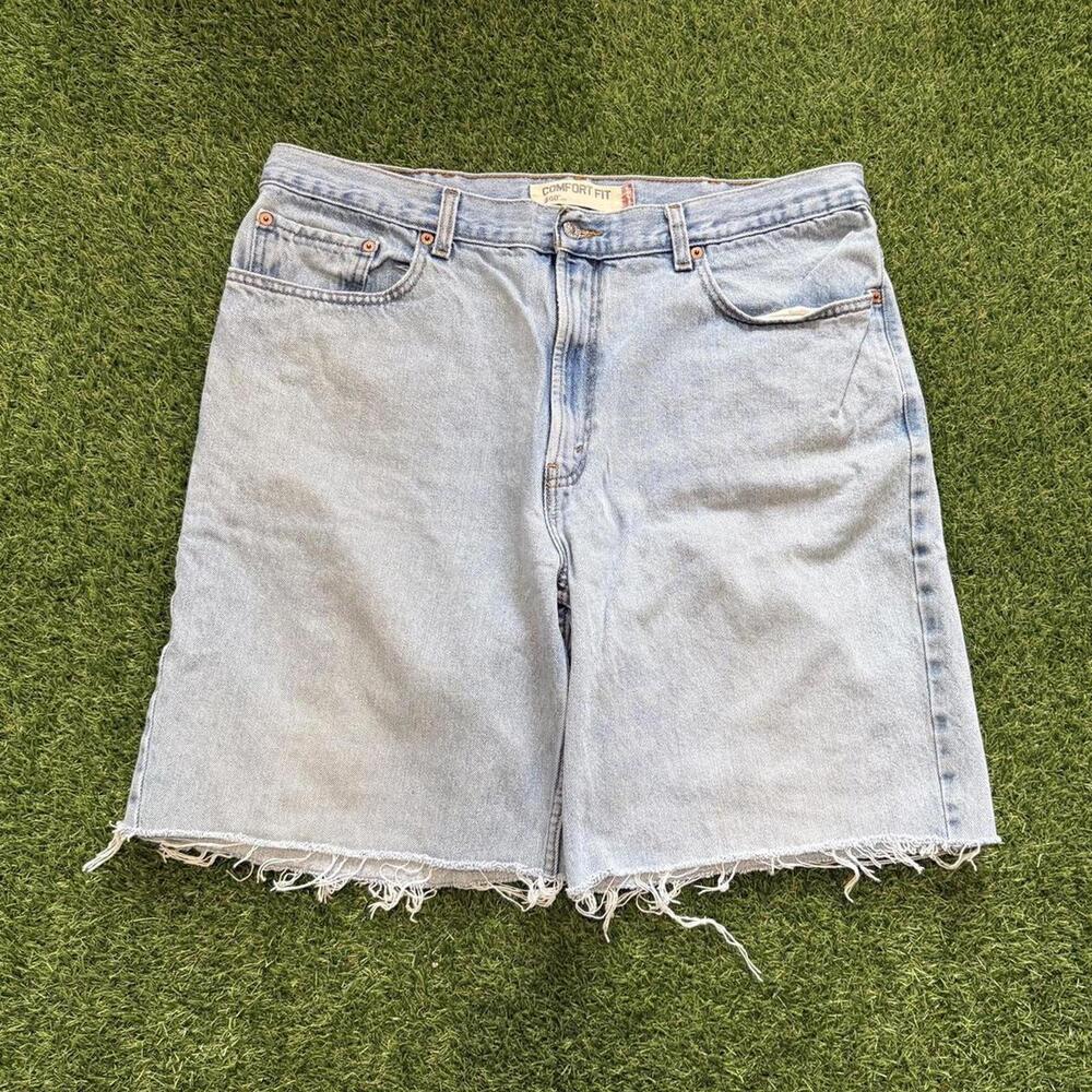 Vintage 90s Levi’s Baggy Jean Shorts Waist 38 - Picture 3 of 6